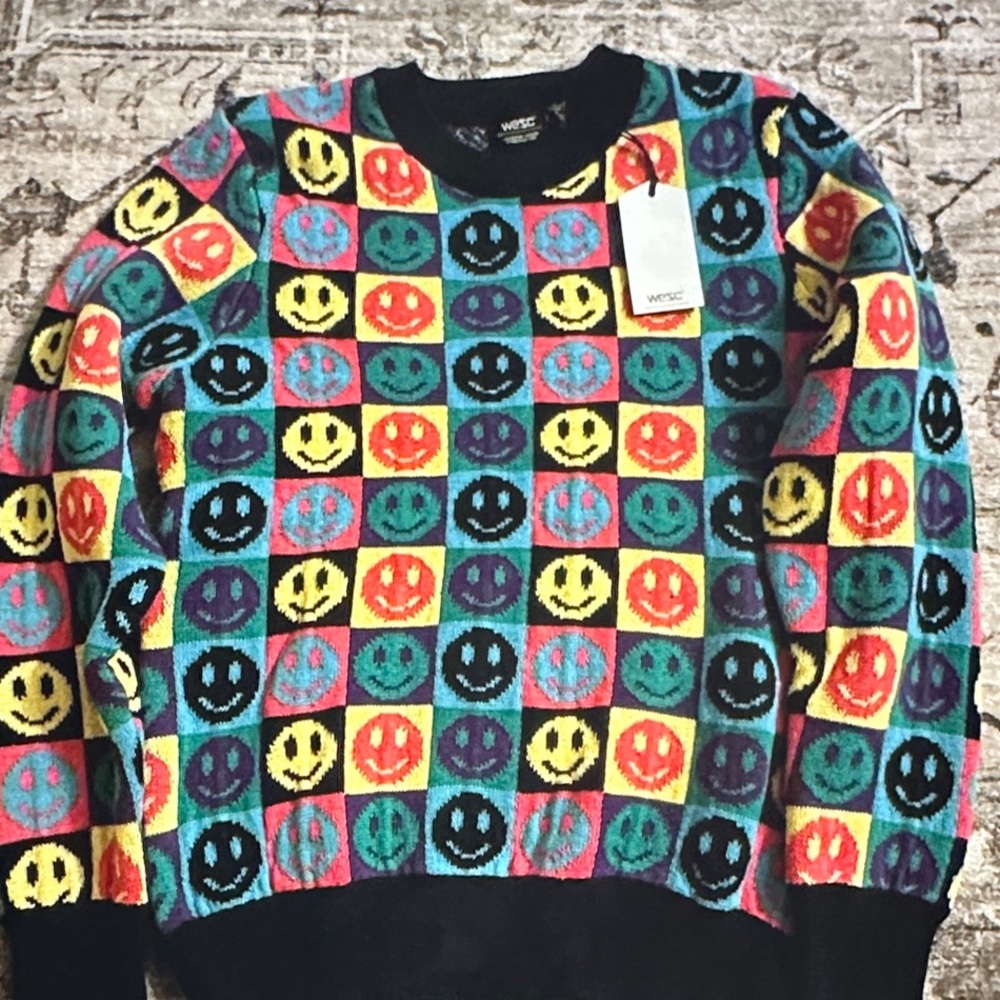 WeSC Leon Pop Smiley Face Crewneck Sweater